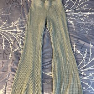 Aerie Gray waffle Flare Pants